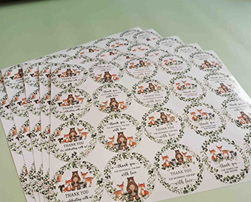 Woodland Thank You Favor Stickers - 80 Pack, 2" Round