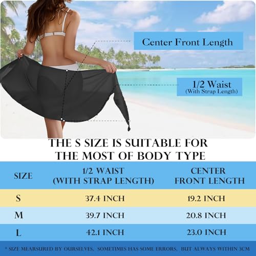 2pcs Chiffon Swim Cover Up for Women - Black & White Large
