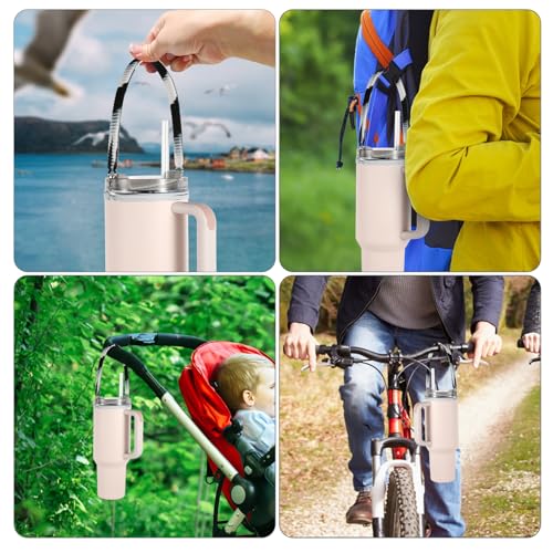 Silicone Water Bottle Handle Strap - Blue, White, Black