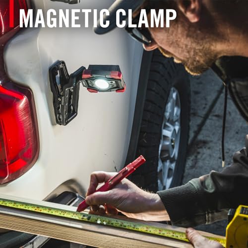 Coast CL10R 1000 Lumen Rechargeable Dual Power Rotating LED Magnetic Clamp Light, Black/Red