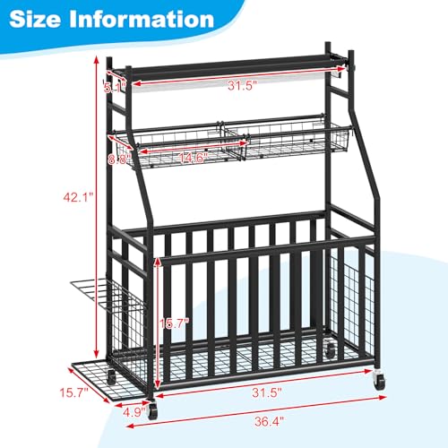 Sports Equipment Organizer with Wheels - Ball Storage Rack