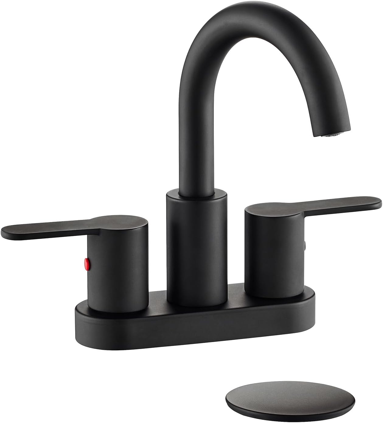 Brushed Gold Bathroom Sink Faucet - Modern 4-Inch Centerset with 360° Swivel Spout & Drain Assembly
