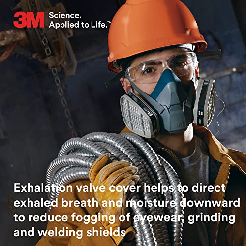 3M Rugged Comfort Half Facepiece Reusable Respirator 6503, NIOSH, Cool Flow Valve Helps Reduce Heat and Moisture, Silicone Faceseal Provides a Firm Seal, Welding, Sanding, Cleaning, Grinding, Large