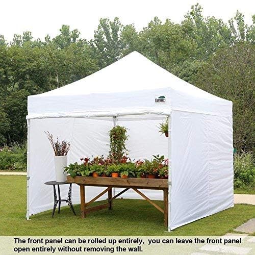 Eurmax USA 10x10 Pop-Up Canopy Tent - Commercial Outdoor Shelter with 4 Zippered Walls & Roller Bag (White)