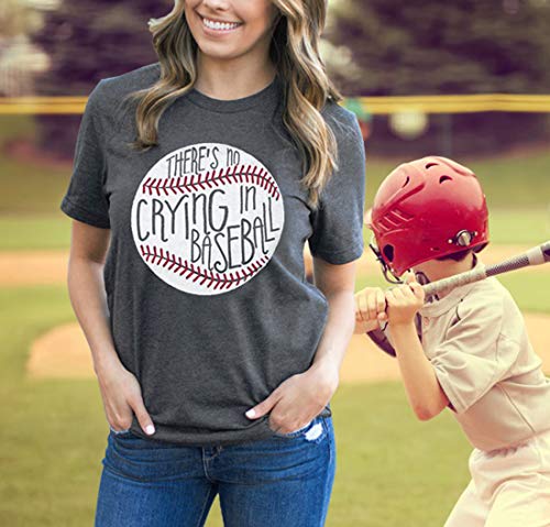 FAYALEQ No Crying in Baseball Women's Baseball Mom T-Shirt Gray XL