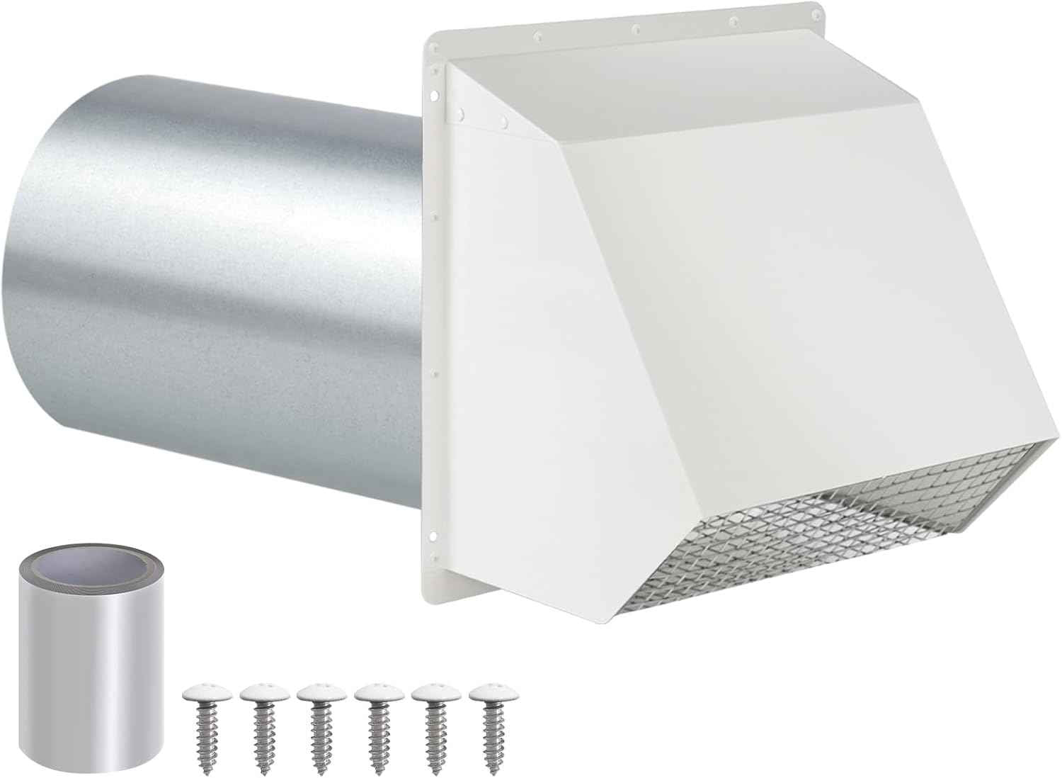 5-Inch Exterior Dryer Vent Cover with Screen & Damper - Galvanized Steel, Black