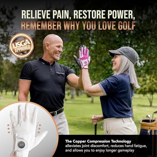 Copper Tech Ladies Golf Gloves Left Hand White Medium-Large 2 Pack