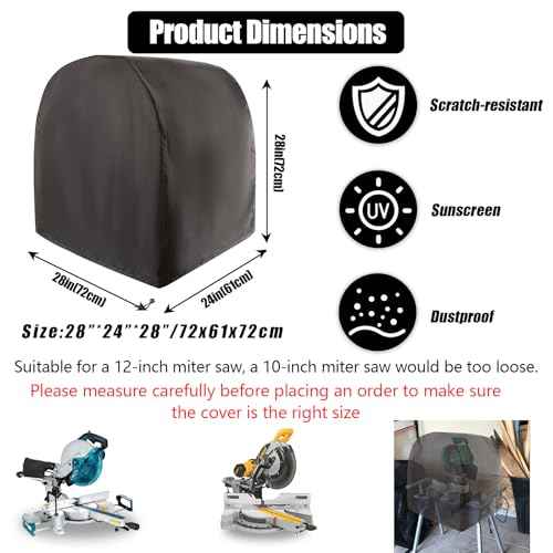 Miter Saw Cover,Guard Dust Waterproof Parts Accessories Oxford Cloth for Heavy Bandsaw Benchtop,Fit for Most Miter Saws,Planers,Machine Tools outdoor,Prevent Table Hood Rust,28Lx24Wx28H In (Black)