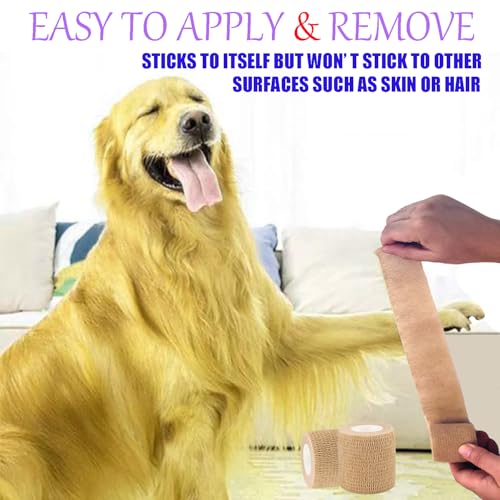 3 Pack 2-Inch Self-Adhesive Cohesive Bandage Wrap for Sports and Pets