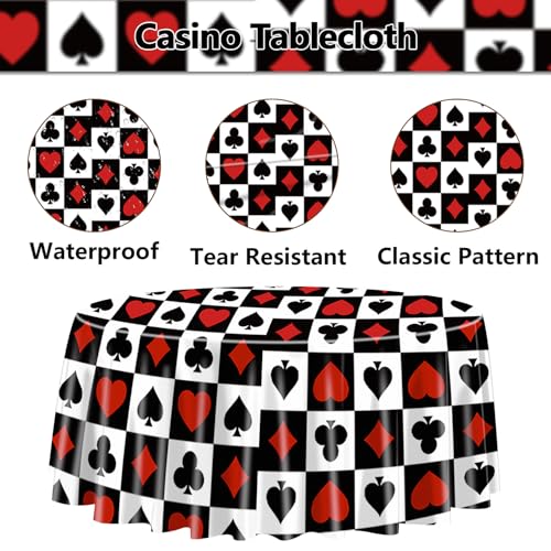 3-Piece Casino Tablecloth Set - Round Poker Table Covers, 84 x 84 Inch