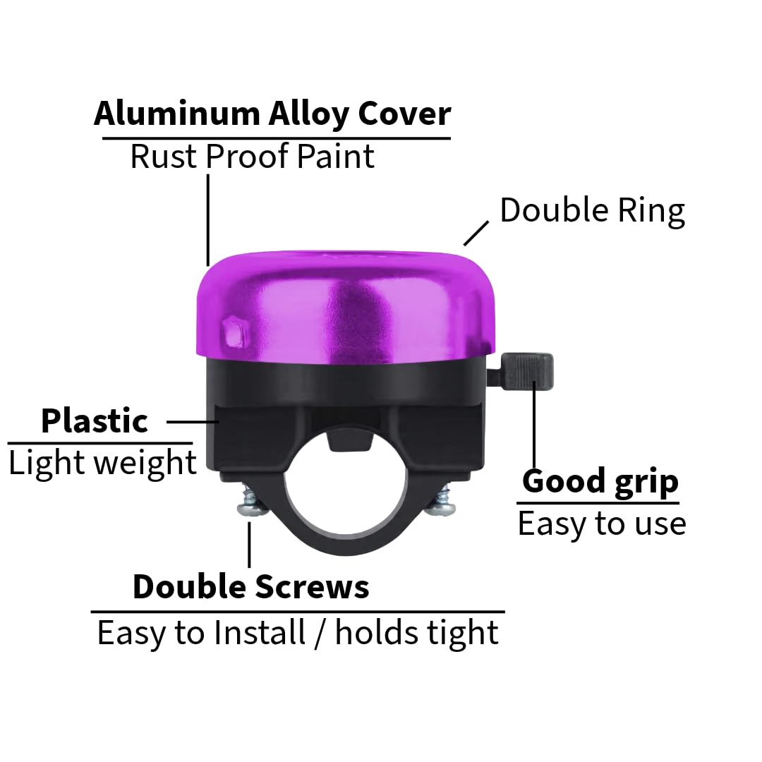 Magical Unicorn Bike Bell, Purple Metal with Rainbow Design, Kids Bicycle Accessory with Stars Pattern (Purple Unicorn)