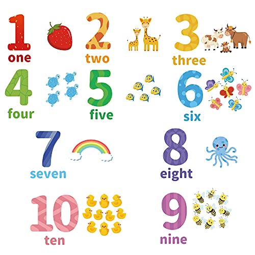 Educational Number Wall Decals for Kids - Animal Themes 1-10