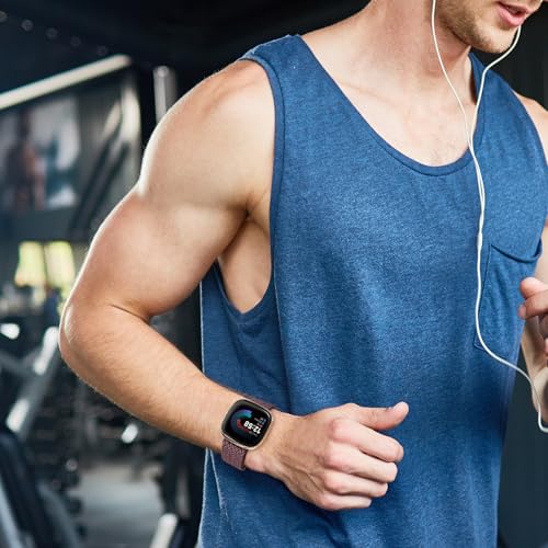 Magnetic Braided Bands for Fitbit Versa 4 & 3 - Deep Cherry