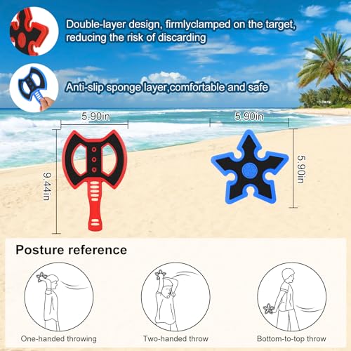 ARCUAT 8 Pcs Plastic Axe Throwing Game Set with Stars - Safe Indoor/Outdoor Fun