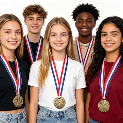 3-Inch Academic Excellence Gold Medal with Neck Ribbon for Awards