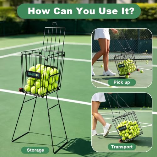 Portable Tennis Ball Hopper - 75 Ball Capacity, Dual Use
