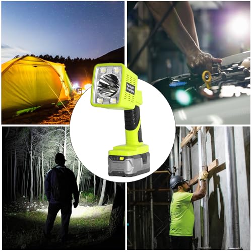 1600LM Flashlight for Ryobi ONE+ 18V Li-ion Ni-Cad Ni-Mh Battery, Portable Handheld Flashlight Project Light for Camping Workshop Garage Car Repairing, Emergency and Job Site(Battery not Included)