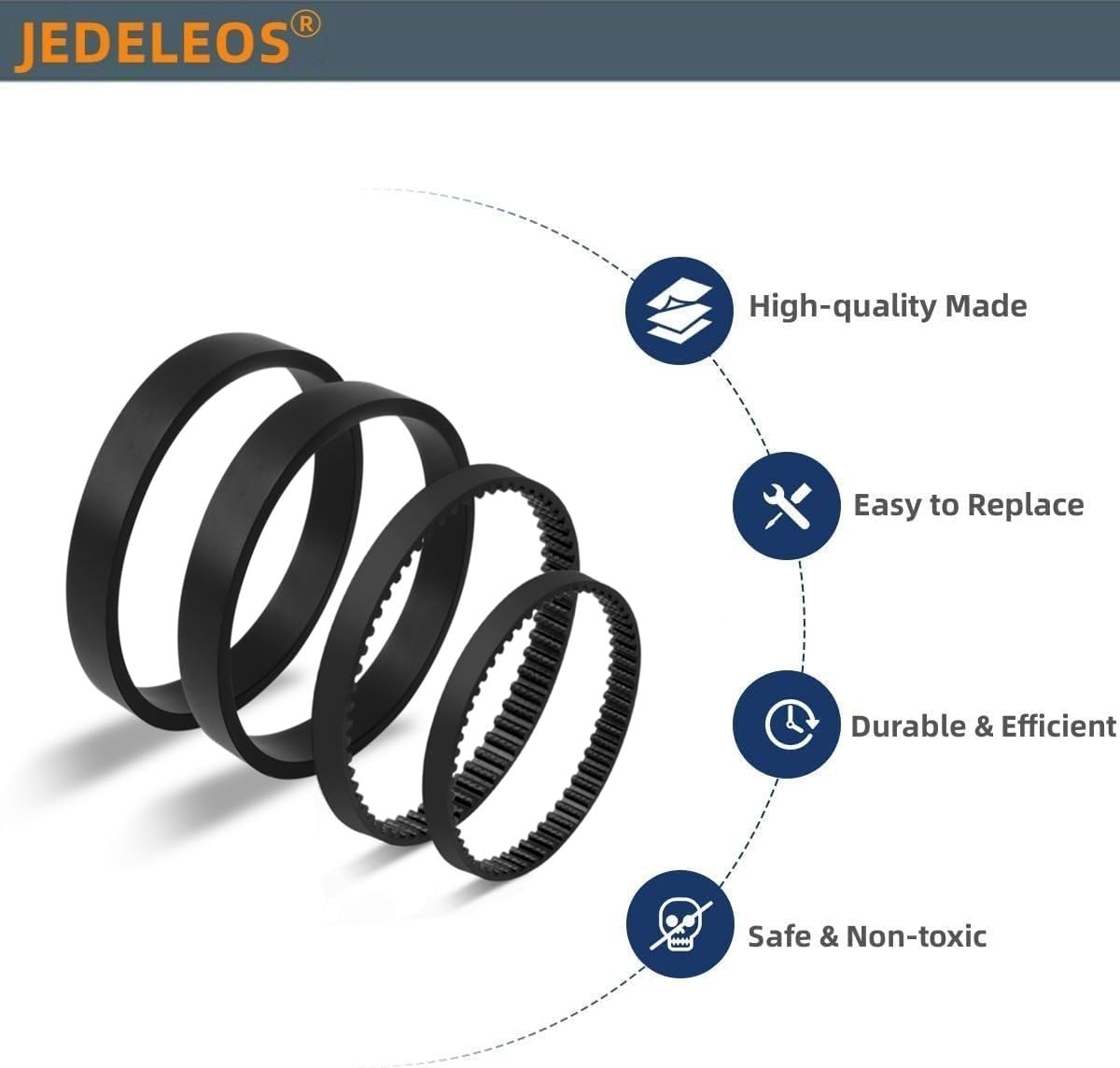 JEDELEOS Replacement Belt Set for Bissell ProHeat 2X Revolution Pet Carpet Cleaner Model 1548 1551 1551W 1550 Series, Replace Parts 1606419, 1606418 and 1606428 (Pack of 4)