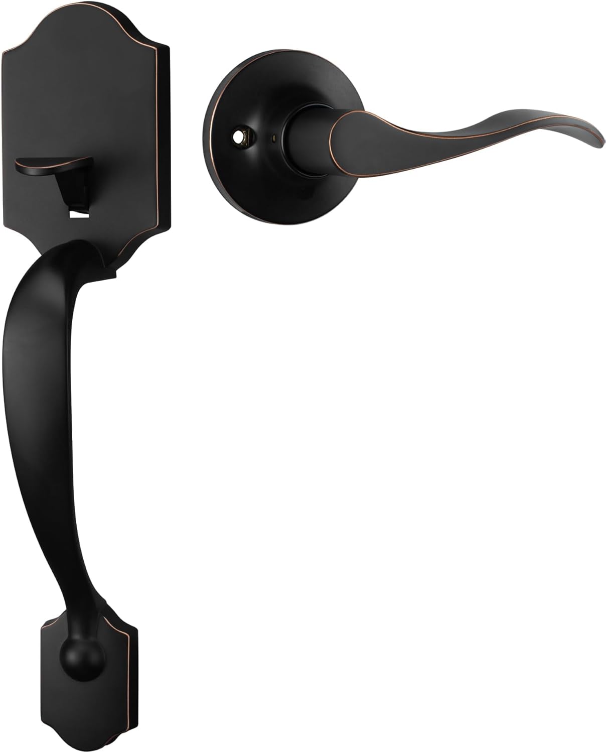 Gold Front Door Handle & Deadbolt Set - Reversible Lever Lock Hardware