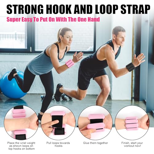 Light Pink Adjustable Wrist & Ankle Weights Set for Women - 2 lbs Fitness Equipment