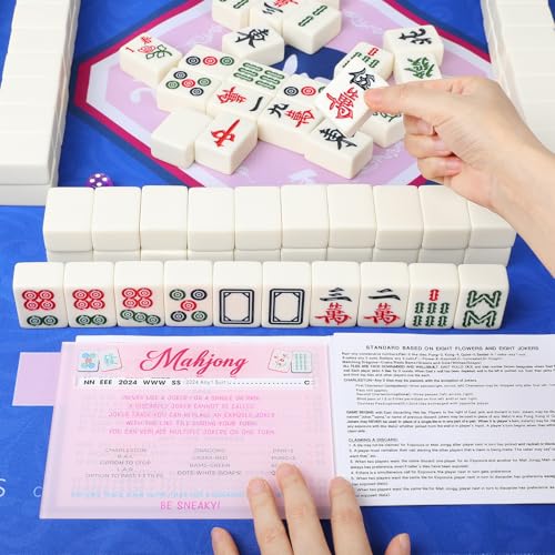 KUIRAN Mahjong Line Finder 4-Pack – 4 Color Sets (Blue, Purple, Pink, Yellow) Acrylic Rule Card Helpers