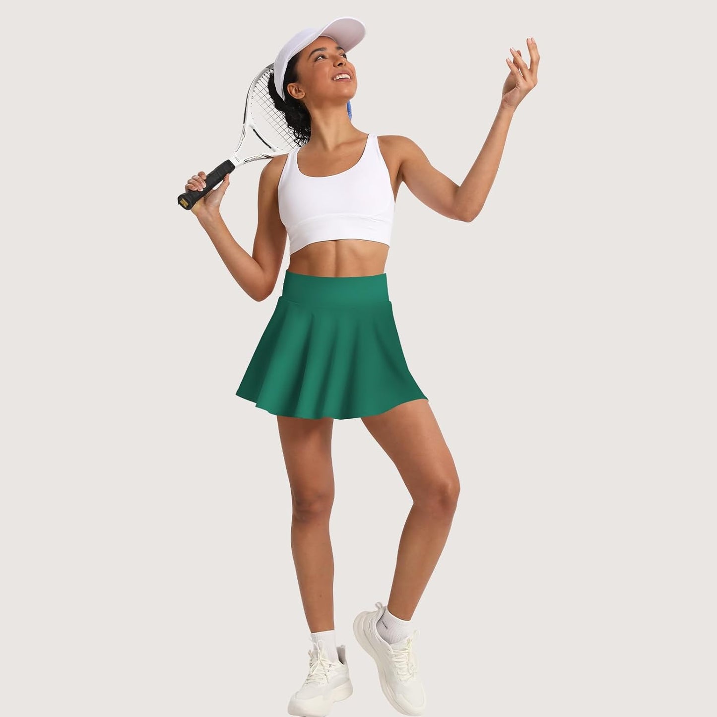 Skiennix Women's Pleated Tennis Skirt - High Waisted Tummy Control Golf Skorts with Pockets
