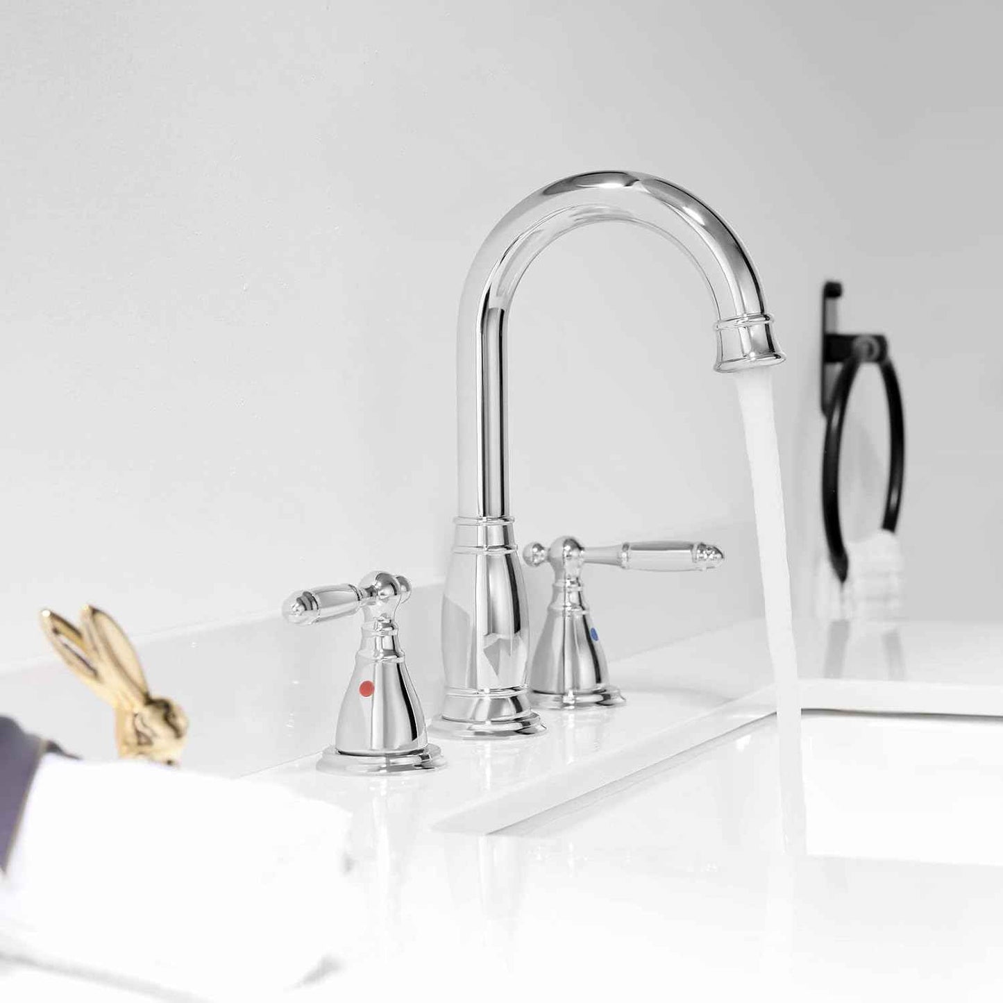 Oil Rubbed Bronze Widespread Bathroom Faucet Set with Valve & Drain - Phiestina WF017-4-ORB