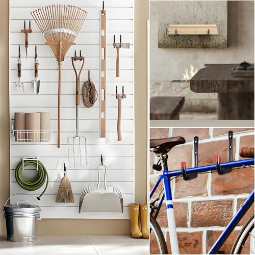 6 Pack Garage Hooks Heavy Duty, Utility Steel Hooks with EVA Foam Padding, 15inch Wall Mount J Organizer Hanger for Hanging Bikes Kayak Garden Tool Hose Bike Shelf