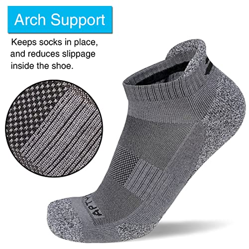 Men's Cushioned Athletic Running Ankle Socks 6 Pairs Graphite Grey 13-15