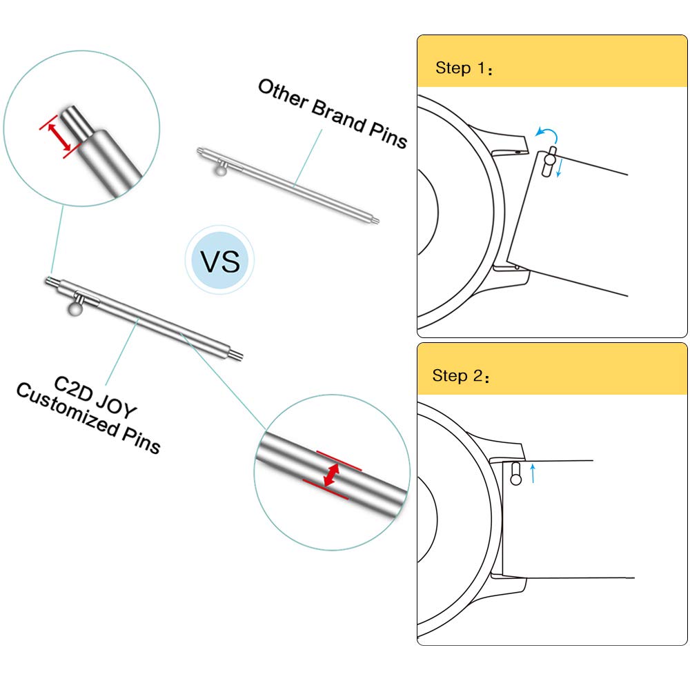 C2D JOY Compatible with Garmin Vivoactive 3 (Music) and Vivomove (HR) Replacement Band with Custom Quick Release Spring Bar, Sport Mesh Strap Nylon Weave Watchband for Sports - 10#, M (6.1-8.5 in.)