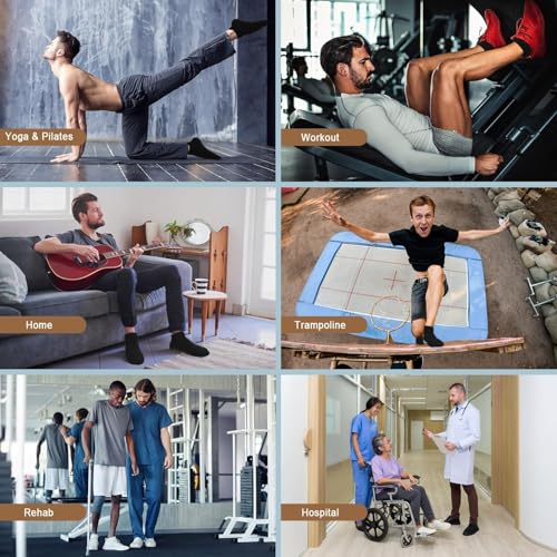 FuelMeFoot Men's Large-X-Large Non-Slip Yoga Socks 4 Pairs Black Cushioned