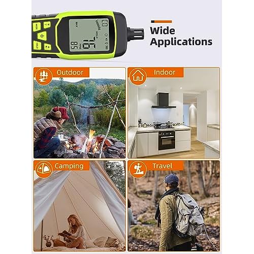 Carbon Monoxide Detectors, Portable CO Detector with Audible & Visual Alarm, 2.4-in Backlit Screen 0-1000PPM Travel CO Gas Meter for Home, Industrial and Outdoor (Includes Battery x3)