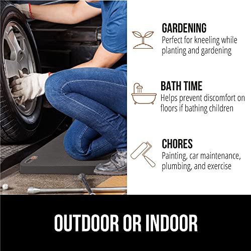 GORILLA GRIP Extra Thick Patent Pending Soft Foam Kneeling Pad, Supportive Large Cushion Knee Pads for Gardening, Baby Bath Time, Dirt and Water Resistant, Workout, Garden Supplies, 17.5x11, Charcoal