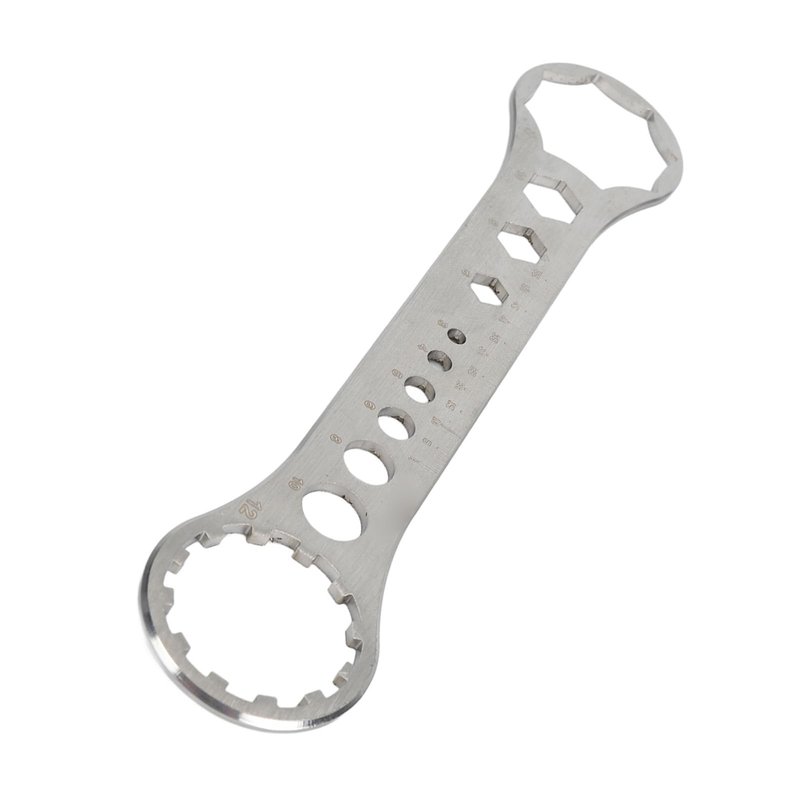 Front Fork Wrench, Durable Stainless Steel 8T-12T Spanner for Precise Mountain Bike Fork Removal Installation, Professional Cycling Maintenance Tool for Mechanics Racers DIY
