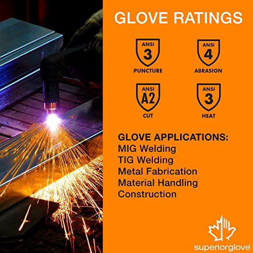 Superior Glove Precision Arc Goatskin Leather TIG Welding Gloves with ParaActiv Liner Cut Protection 370GFKLL (1 Pair Work Gloves) Large