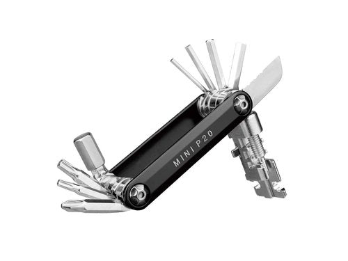 Topeak Mini P20 Multi-Tool – 20-Function Precision Bike Repair Kit with Chain, Master Link, Hex & Torx Wrenches, Spoke, Phillips Driver, Knife Blade & Carry Case – Compact Alloy Body