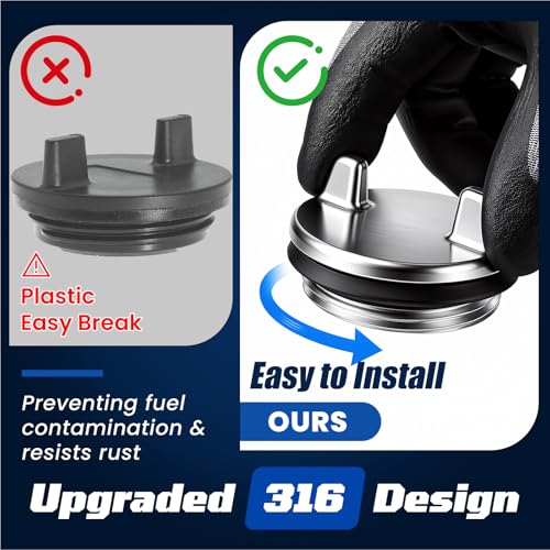 TurtBluse 1PC Marine Deck Fill Cap 316 Stainless Steel, 1-1/2" Thread, Replaces Perko 1313/1314 & Seachoice 32011