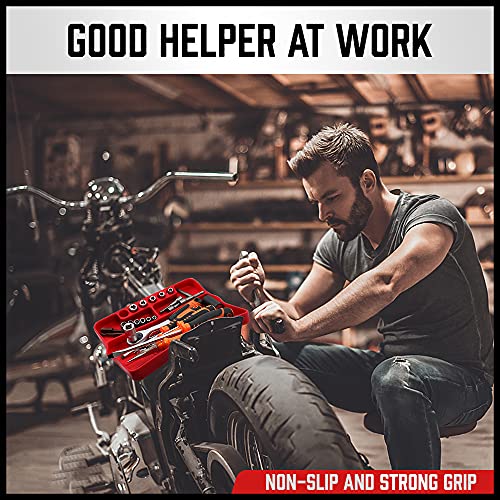 SEDY Premium Silicone Tool Tray, Automotive Non-Slip Flexible Silicone Tool Trays, Tool Organizer | 2 Piece Multi Purpose Mats with Magnetic Small parts Tray