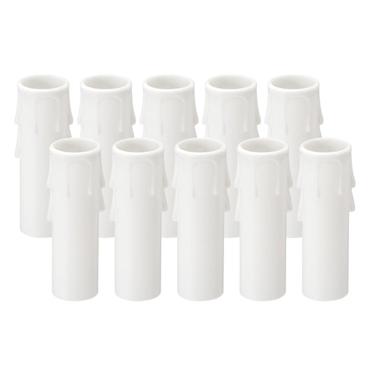 PATIKIL 3 Inch Tall Candle Covers Sleeves, 10Pcs Plastic E12 Chandelier Socket Sleeves Drip Candle Socket Covers Bulb Light Base Holder for Crystal Candle Lamps, White