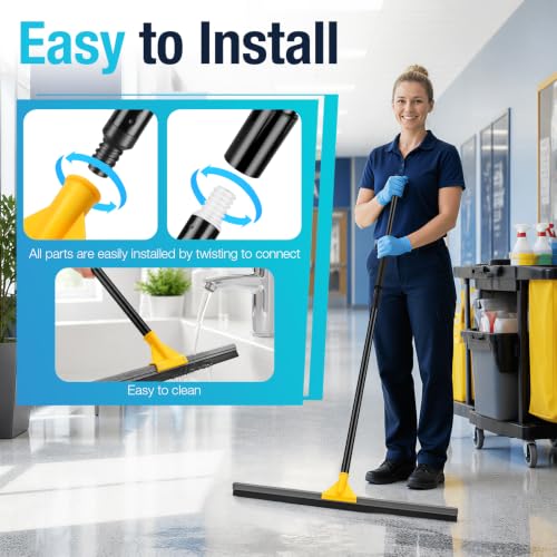 Yellow 30-Inch Heavy Duty Floor Squeegee for Concrete Water Removal - SOBONNE