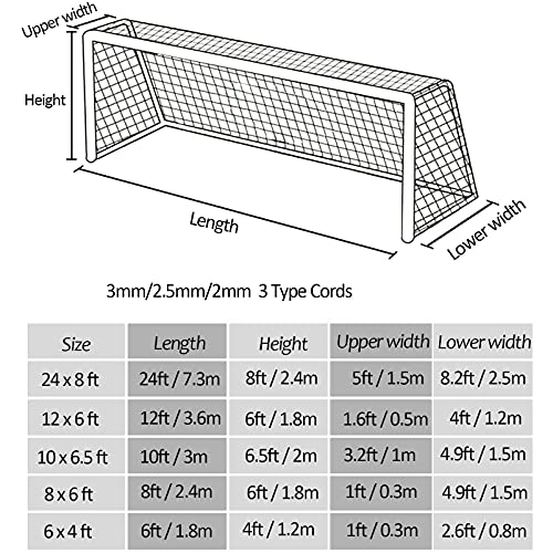 Aoneky 24x8 ft Soccer Goal Net - White 0.12 in Cord for Outdoor Use