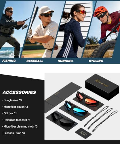 Polarized Sunglasses for Men - UV400 Protection - C04 Black/Ice Blue/Silver