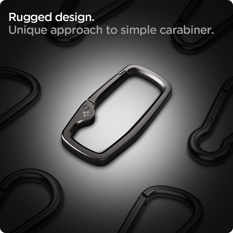 Spigen Life Rugged Type Carabiner Clips D Ring, Spring Snap Hook, Keyring Keychain Hook with Zinc Alloy Carabiners - 3 Pack