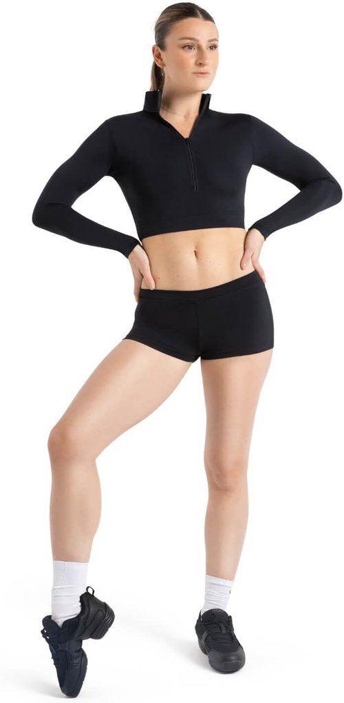 Capezio Women's Boy Cut Shorts - Low Rise Comfort Fit for Team Performance | Classic Black