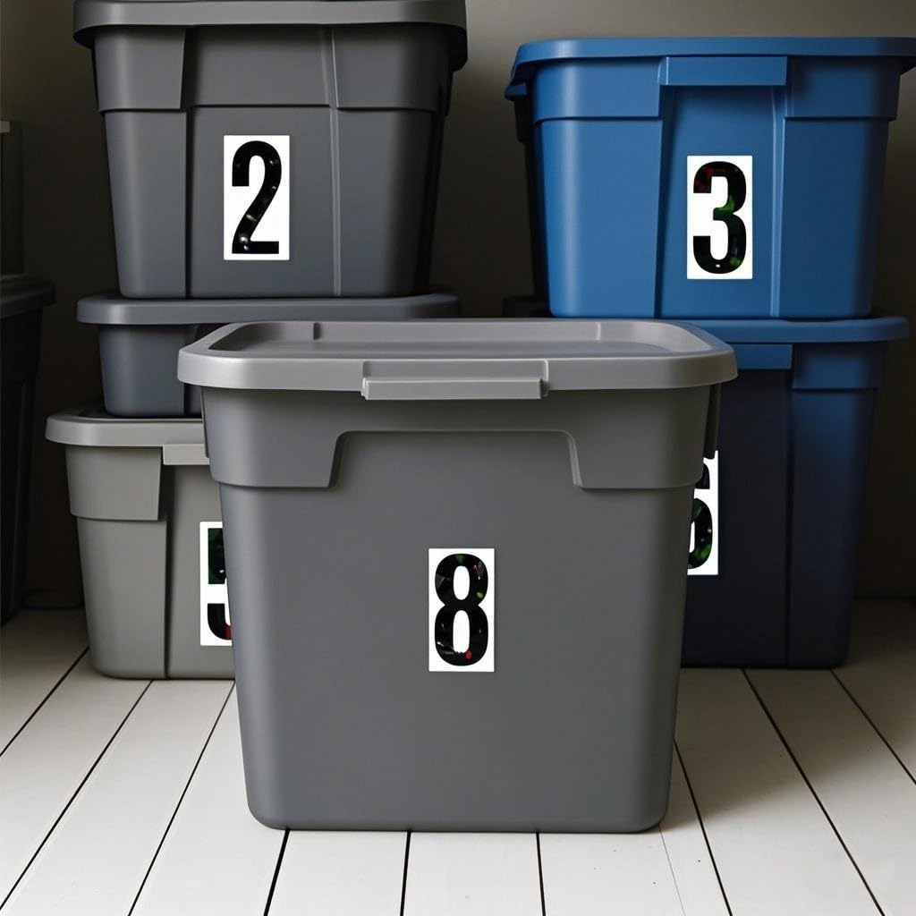 Jiepuxiter 10 Sheets Reflective Vinyl Mailbox Number Stickers,Self-Adhesive Address Labels for Cars, House Doors, Windows & Metal Mailboxes (Black, 4 inch)