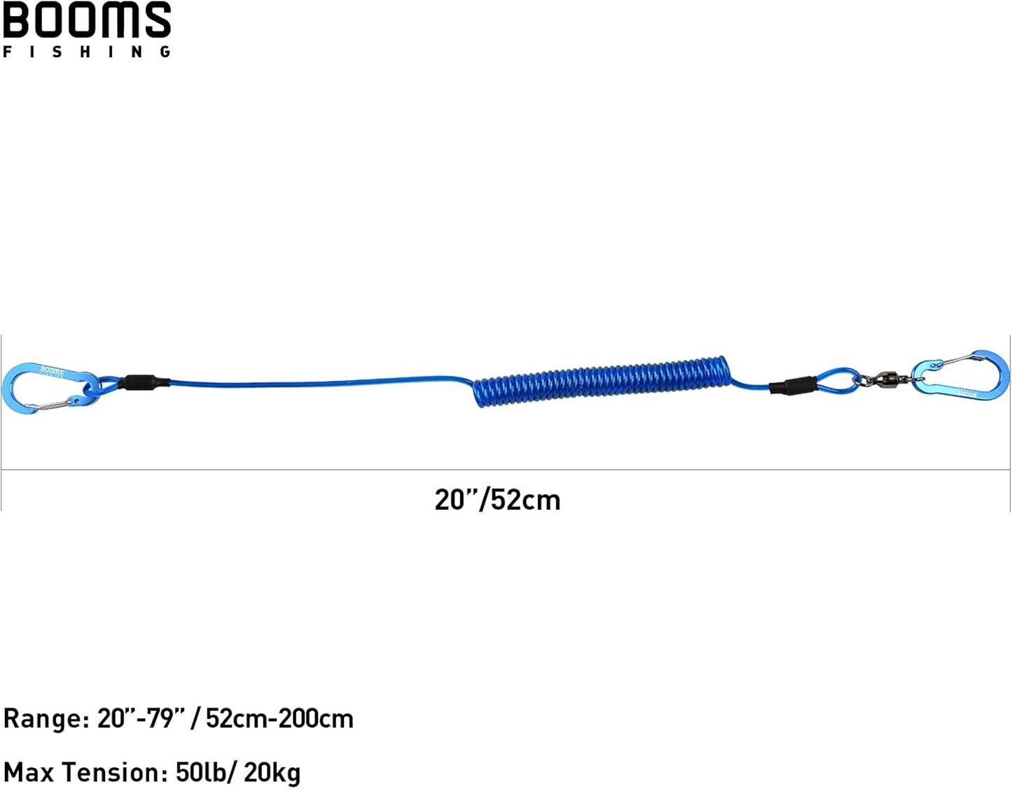 Booms Fishing T02 Fishing Pole Tether - Heavy Duty Kayak Paddle Leash for Fishing Tools & Rods