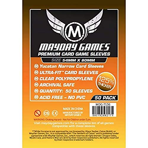 Premium Card Sleeves for Yucatan Board Games (54x80mm) - 50 Pack - Medium