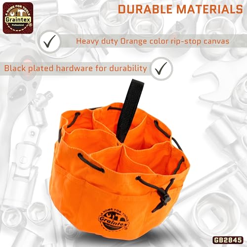 Graintex 18 Pocket Grab Bags Set of 3 Pcs Rip-Stop Canvas, Drawstring Closure, Small Parts Organizer Bag, Small Tools, Screws, Parts, Parachute Tool Bag, Parachute Tool Organizer for Essential Items