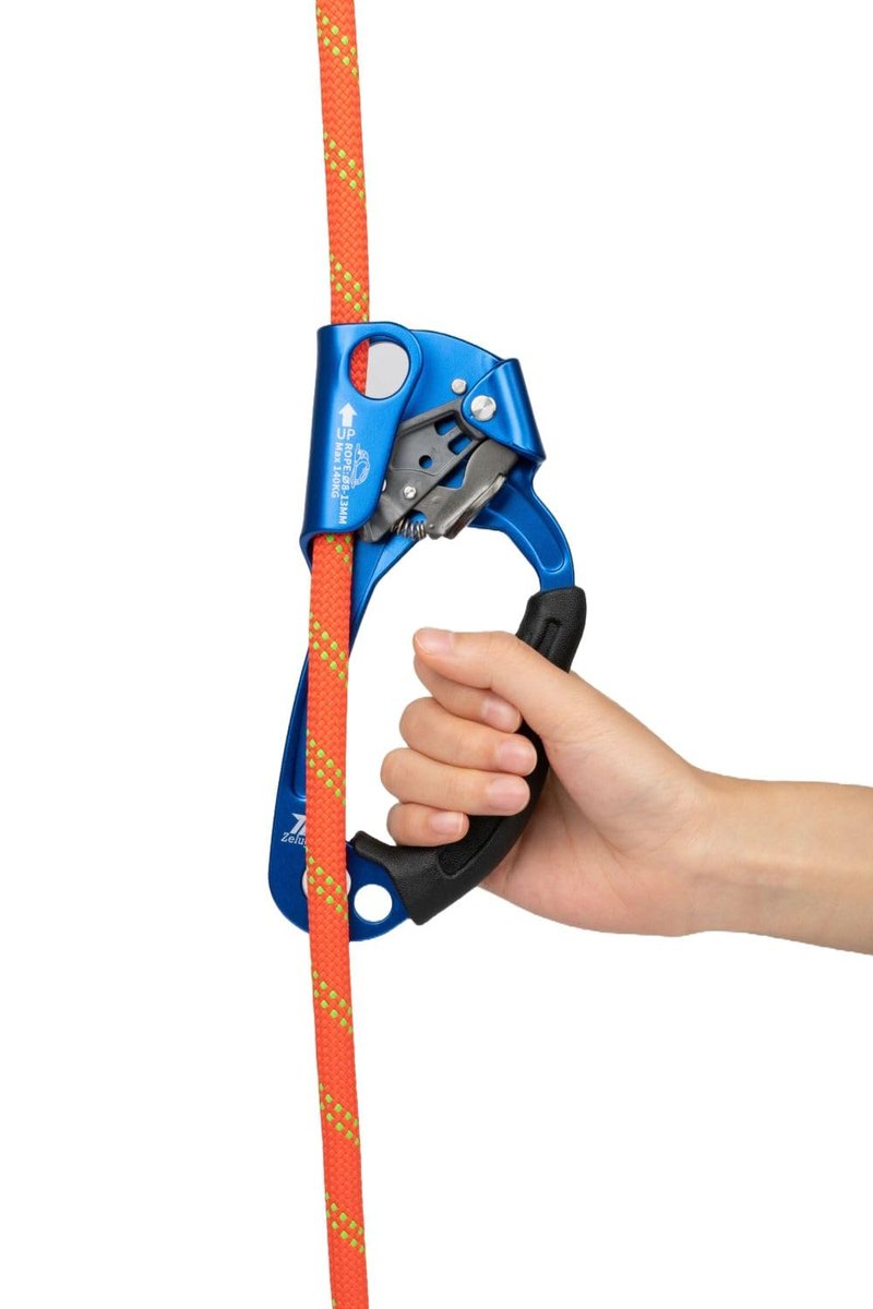 Zeluga 15-293 Quick Up Rope Ascender for Both Hand, UIAA & ISO & CE Certified Hand Ascender, Rope Clamp for 8~13MM Rope, Blue/Orange