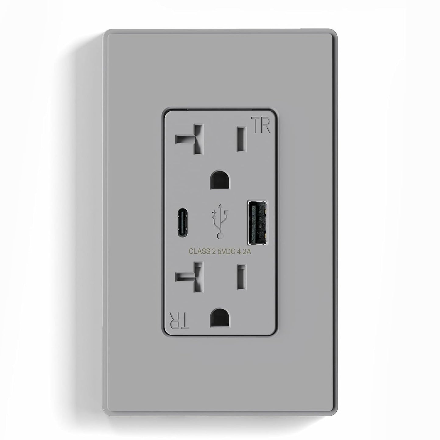 USB Wall Charger Outlet with A & C Ports - 15A Tamper Resistant, UL Listed, 6 Pack, Light Almond